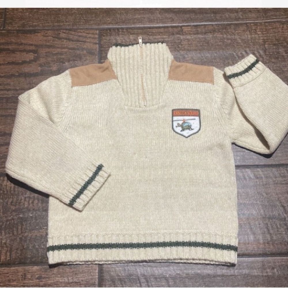 BOYZ Kids Cream and Tan Zip-Up Sweater Size 4T